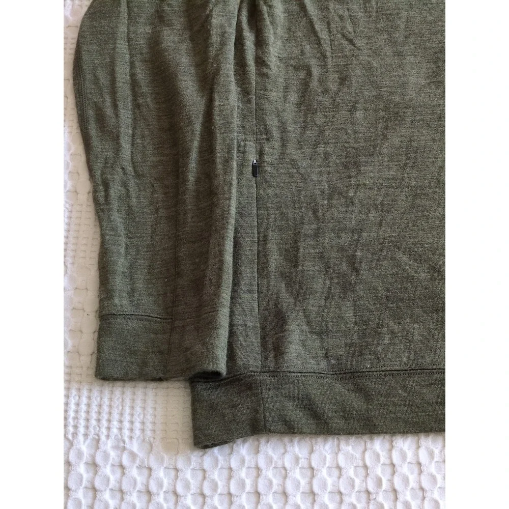 VRST Merino Wool Blend Long Sleeve Shirt Zippered Pocket Green Sz Large Crew